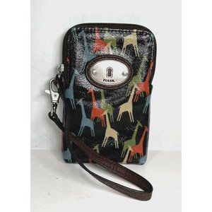 Fossil Small Giraffe Print Canvas Card Wallet Wristlet Pouch